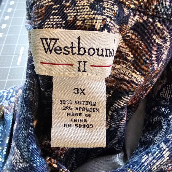 Vintage Westbound Jacket Womens 3X Blue Floral Tapestry Y2K Preppy Cottage - Picture 10 of 10